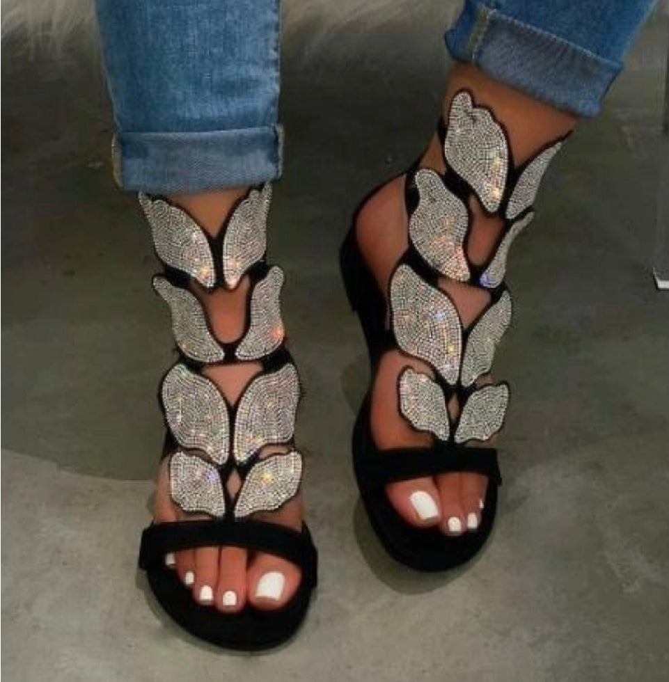 Rhinestone Butterfly Sandals
